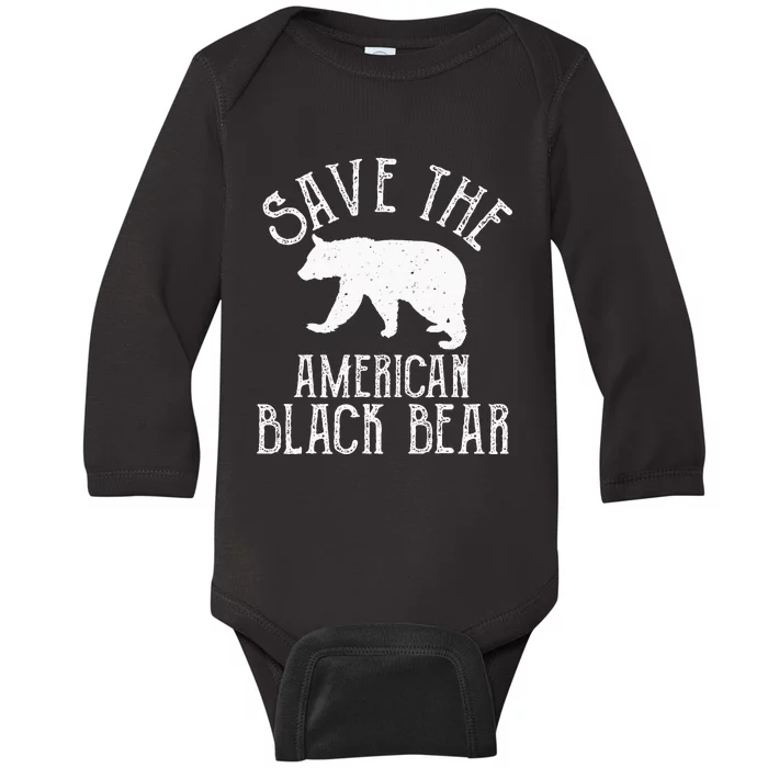 Funny Save American Black Bear Baby Long Sleeve Bodysuit