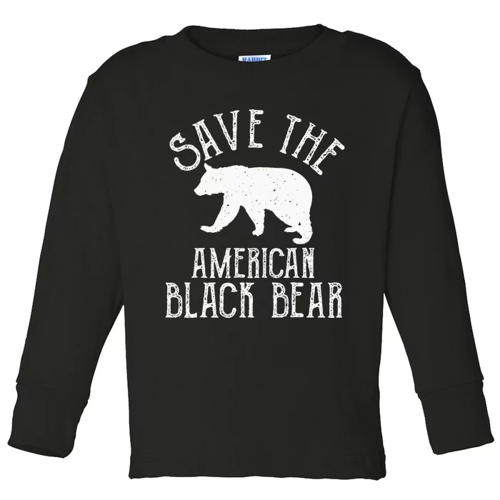 Funny Save American Black Bear Toddler Long Sleeve Shirt