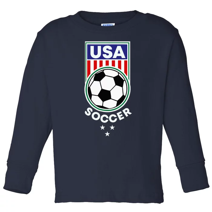 Football Soccer Awesome USA Soccer Toddler Long Sleeve Shirt