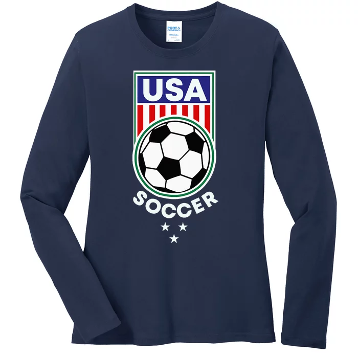 Football Soccer Awesome USA Soccer Ladies Long Sleeve Shirt