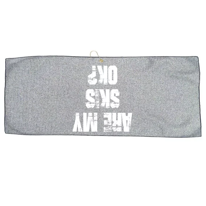 Funny Skiing Are My Skis Ok? Gift Large Microfiber Waffle Golf Towel