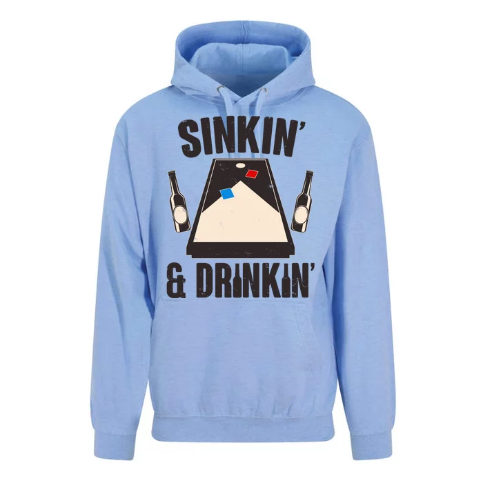 Funny Sinkin And Drinkin Cornhole Game Unisex Surf Hoodie