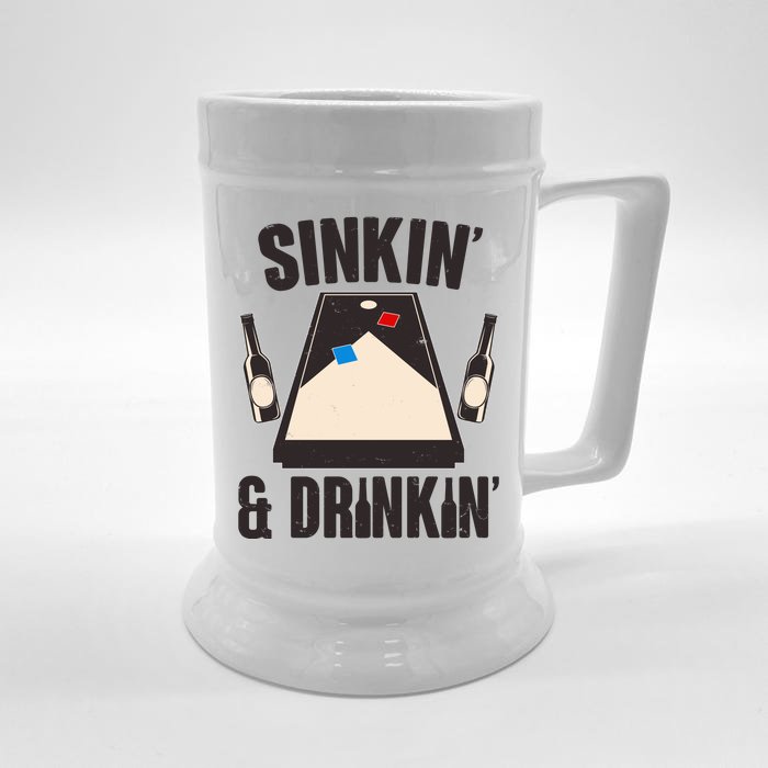 Funny Sinkin And Drinkin Cornhole Game Front & Back Beer Stein