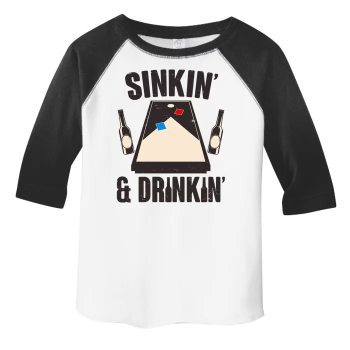 Funny Sinkin And Drinkin Cornhole Game Toddler Fine Jersey T-Shirt