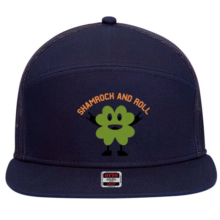 Funny Shamrock And Roll Irish Leaf St Patricks Day 7 Panel Mesh Trucker Snapback Hat