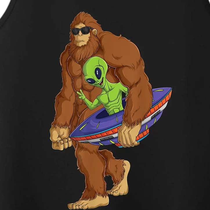 Funny Spaceship Alien Bigfoot Sasquatch UFO Extraterrestrial Performance Tank