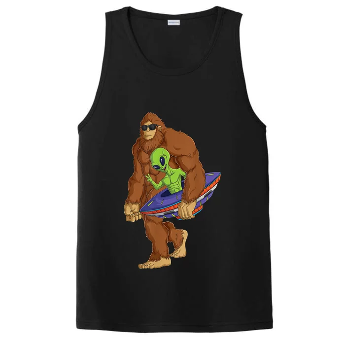 Funny Spaceship Alien Bigfoot Sasquatch UFO Extraterrestrial Performance Tank