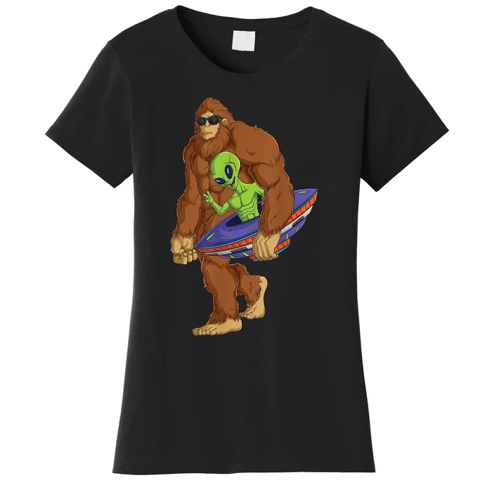 Funny Spaceship Alien Bigfoot Sasquatch UFO Extraterrestrial Women's T-Shirt