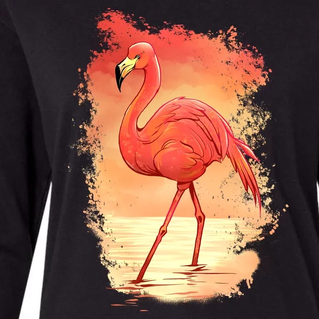 Flamingo Sunset Art Womens Cotton Relaxed Long Sleeve T-Shirt