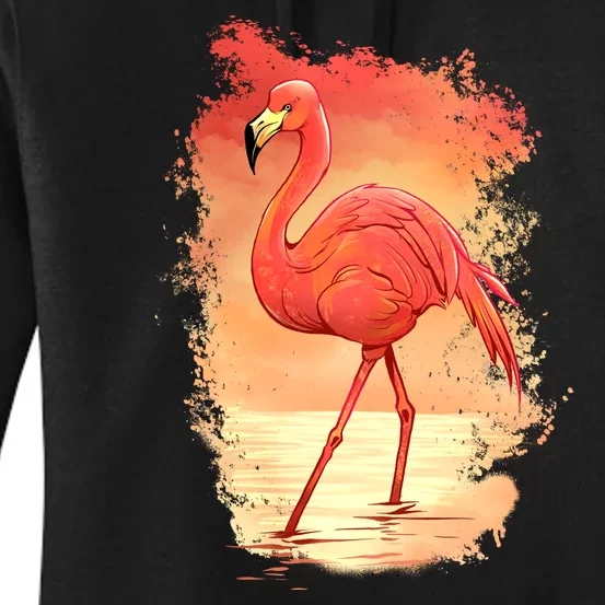 Flamingo Sunset Art Women's Pullover Hoodie