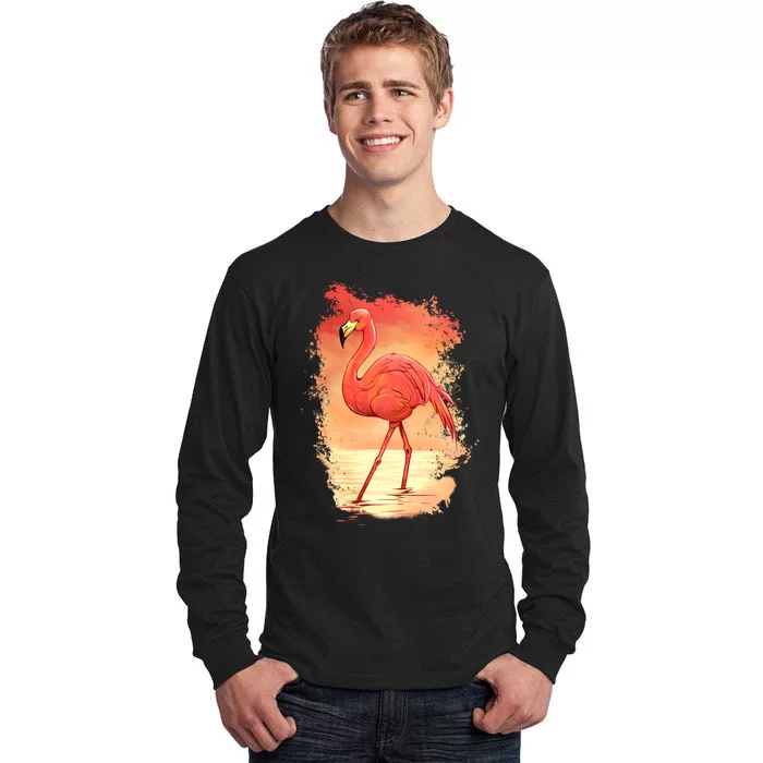 Flamingo Sunset Art Tall Long Sleeve T-Shirt