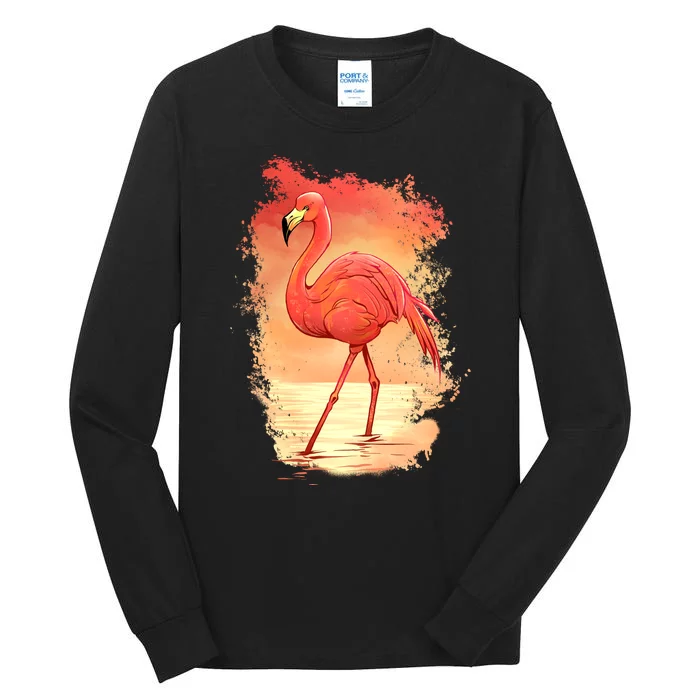 Flamingo Sunset Art Tall Long Sleeve T-Shirt