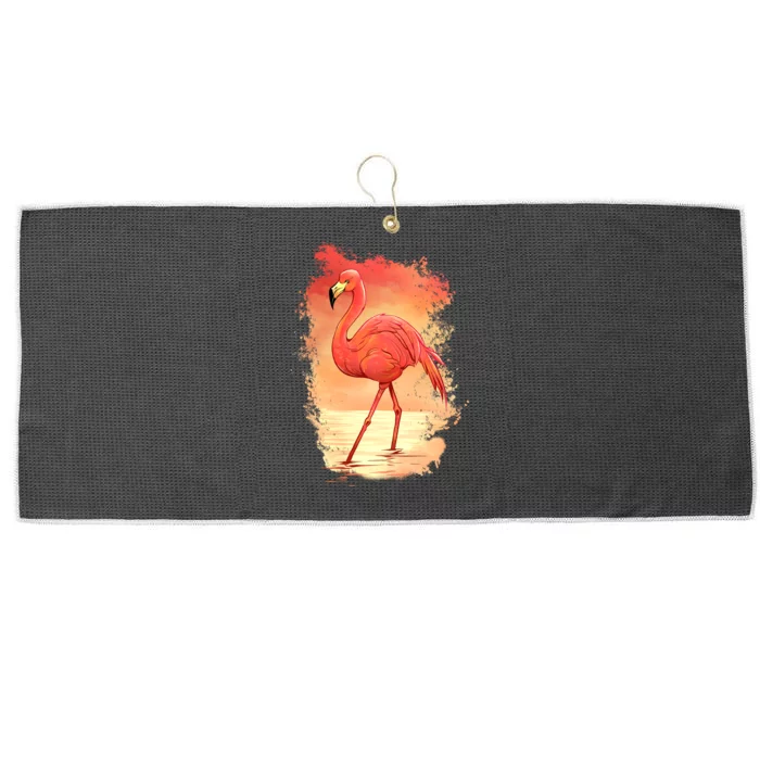 Flamingo Sunset Art Large Microfiber Waffle Golf Towel