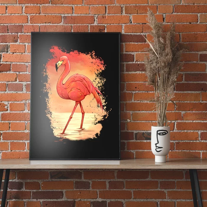 Flamingo Sunset Art Poster