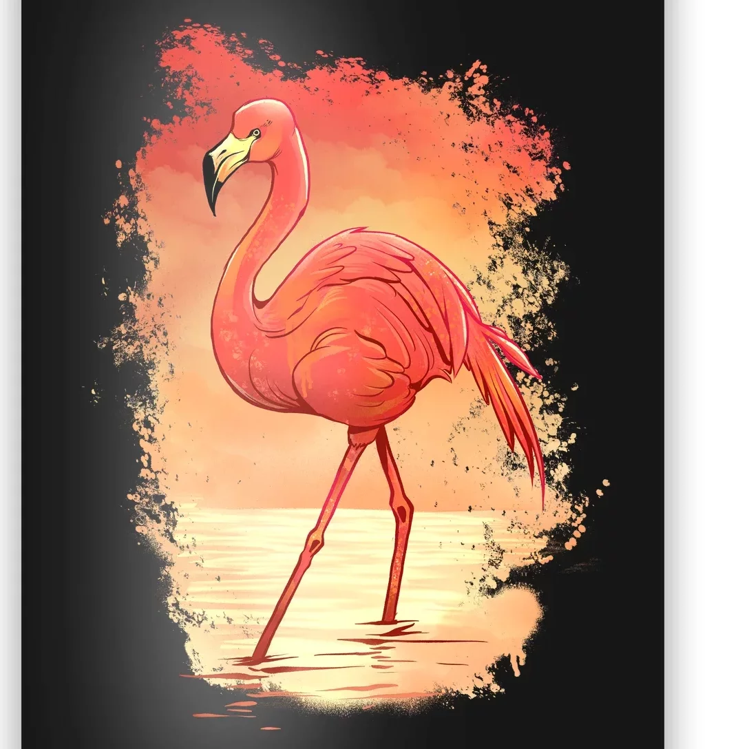 Flamingo Sunset Art Poster