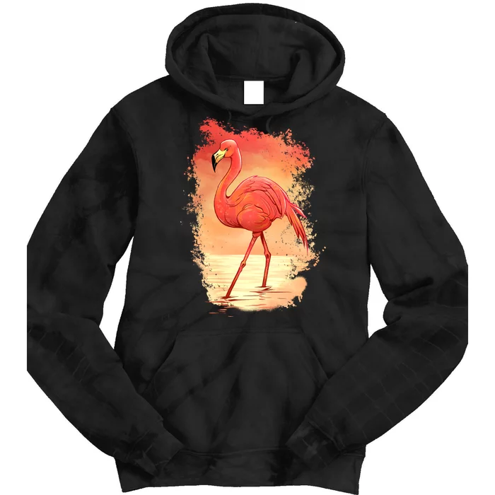 Flamingo Sunset Art Tie Dye Hoodie