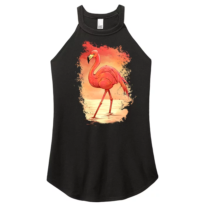 Flamingo Sunset Art Women’s Perfect Tri Rocker Tank