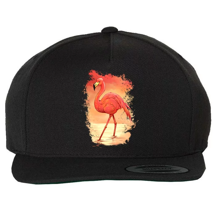 Flamingo Sunset Art Wool Snapback Cap