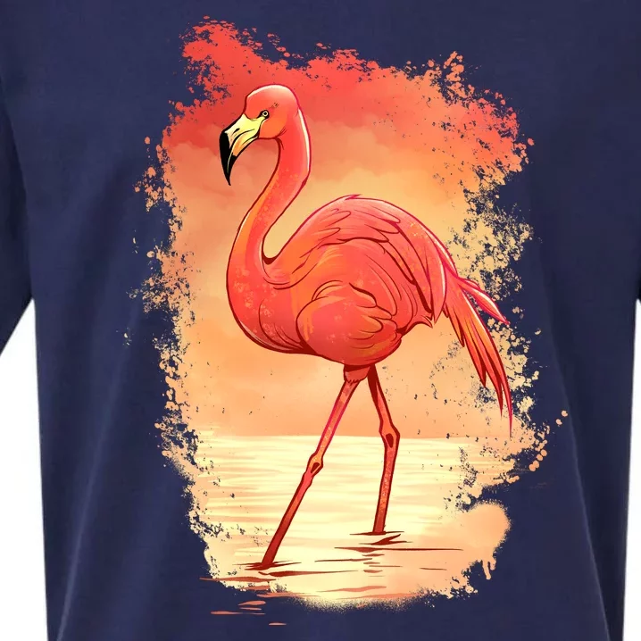 Flamingo Sunset Art Sueded Cloud Jersey T-Shirt