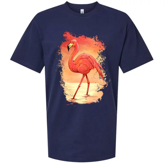 Flamingo Sunset Art Sueded Cloud Jersey T-Shirt