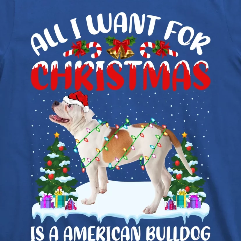 Funny Santa All I Want For Christmas Is A American Bulldog Funny Gift T-Shirt