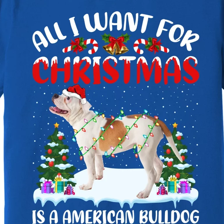 Funny Santa All I Want For Christmas Is A American Bulldog Funny Gift Premium T-Shirt