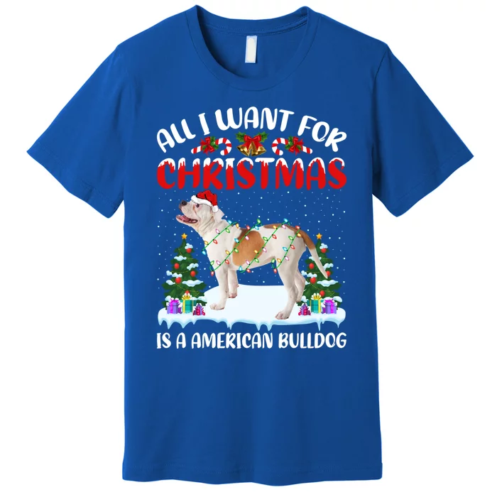 Funny Santa All I Want For Christmas Is A American Bulldog Funny Gift Premium T-Shirt