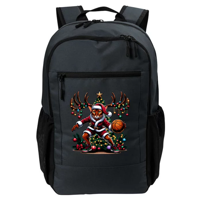 Funny Santa Abyssinian Cat Play Basketball Christmas Funny Gift Daily Commute Backpack