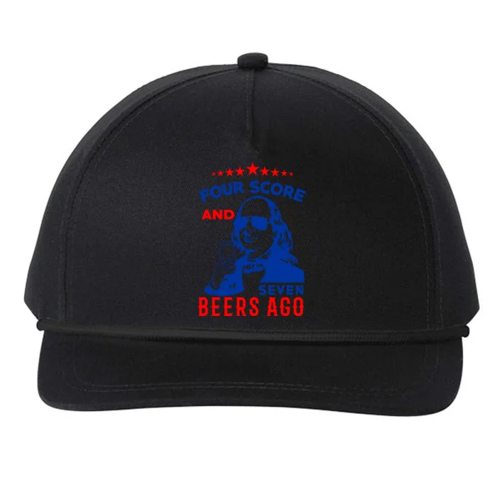 Four Score And Seven Beers Ago 4th Of July USA Merica Snapback Five-Panel Rope Hat