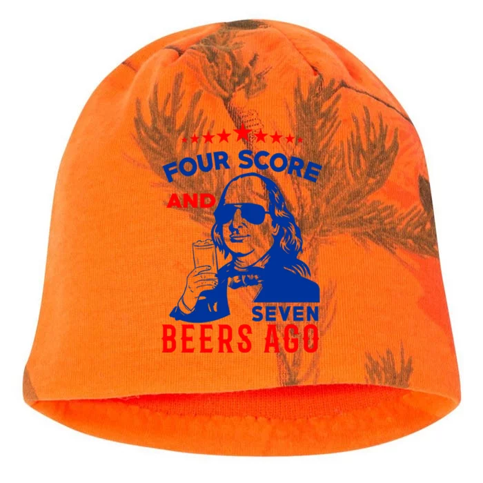 Four Score And Seven Beers Ago 4th Of July USA Merica Kati - Camo Knit Beanie