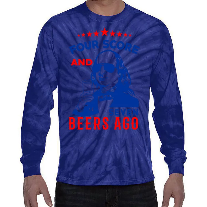 Four Score And Seven Beers Ago 4th Of July USA Merica Tie-Dye Long Sleeve Shirt