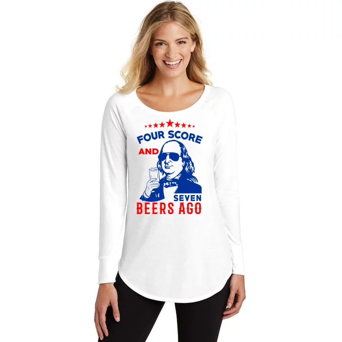 Four Score And Seven Beers Ago 4th Of July USA Merica Women's Perfect Tri Tunic Long Sleeve Shirt