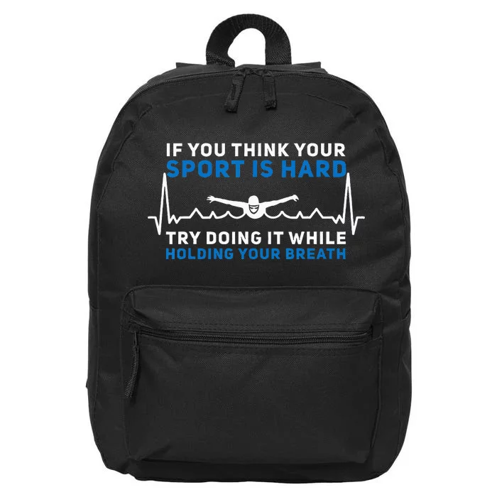 Funny Swimming Apparel For Swim Team Heartbeat Swimmer 16 in Basic Backpack