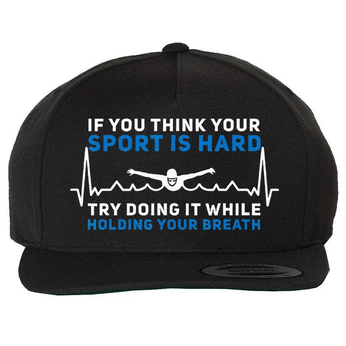 Funny Swimming Apparel For Swim Team Heartbeat Swimmer Wool Snapback Cap