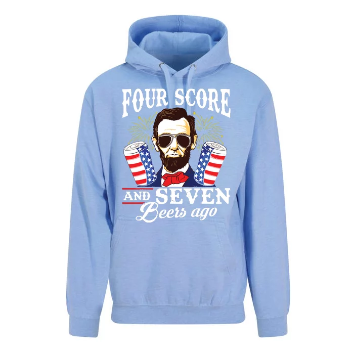 Four Score And 7 Beers Ago 4th Of July Drinking Like Lincoln Unisex Surf Hoodie