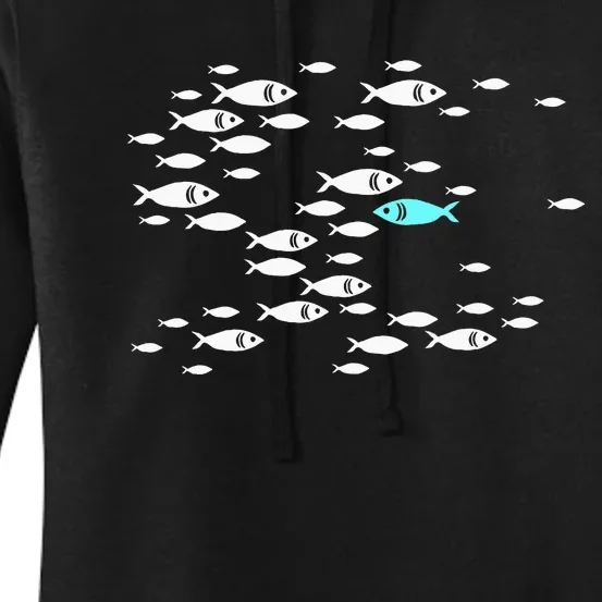 Fish Swim Against The Current In The Sea Women's Pullover Hoodie