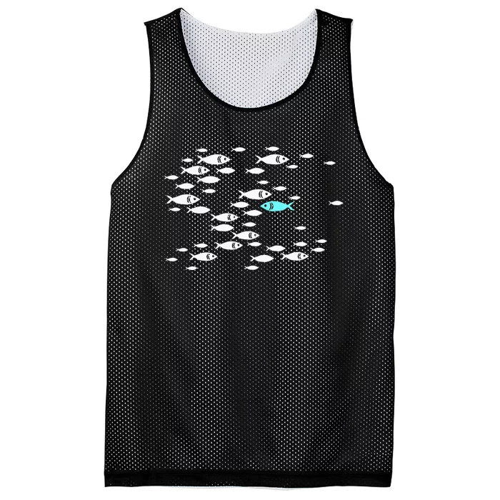 Fish Swim Against The Current In The Sea Mesh Reversible Basketball Jersey Tank