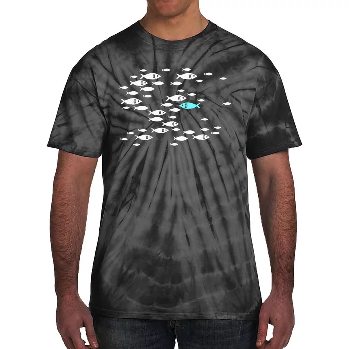 Fish Swim Against The Current In The Sea Tie-Dye T-Shirt