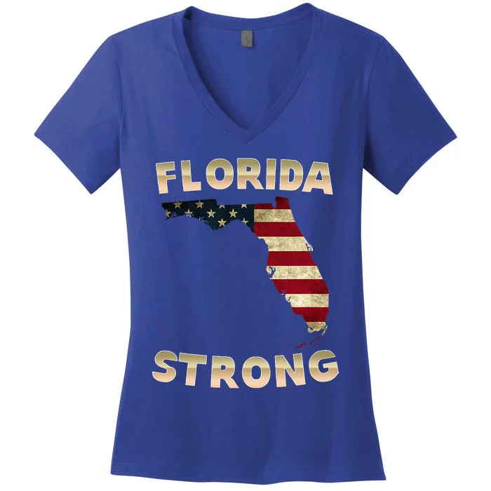 Florida Strong American Flag Cool Fl Flags Women's V-Neck T-Shirt