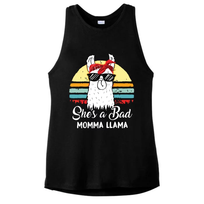 Funny Shes A Bad Momma Llama Mama Gift Ladies Tri-Blend Wicking Tank