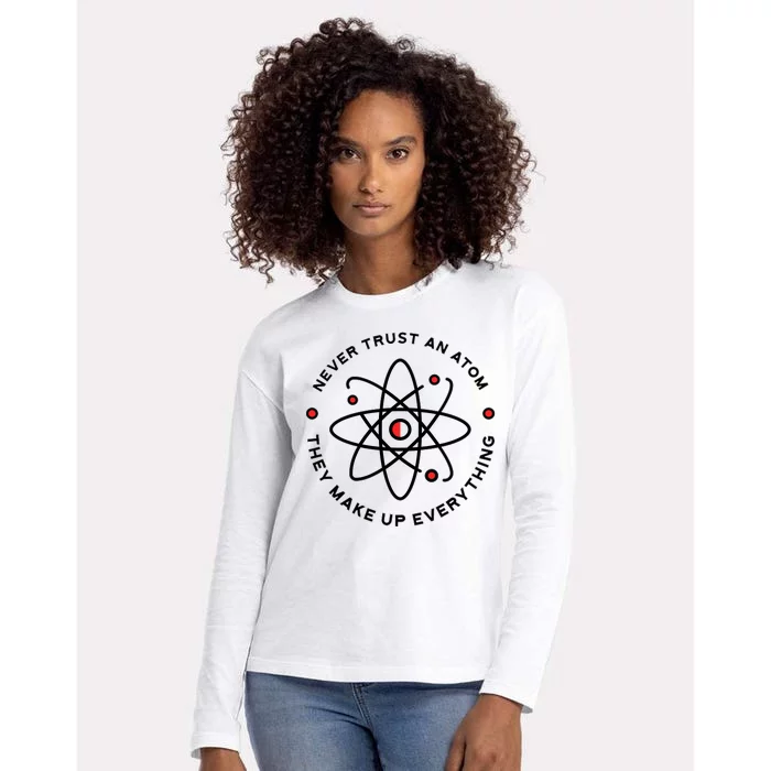 Funny Science Atom Design Womens Cotton Relaxed Long Sleeve T-Shirt