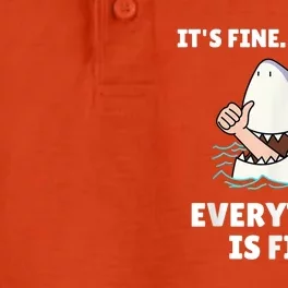 Funny Shark Attack It’s Fine I’m Fine Everything Is Fine Dry Zone Grid Performance Polo