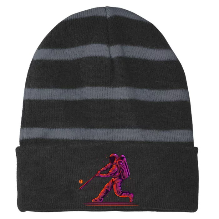 Funny Space Astronaut Baseball Striped Beanie with Solid Band