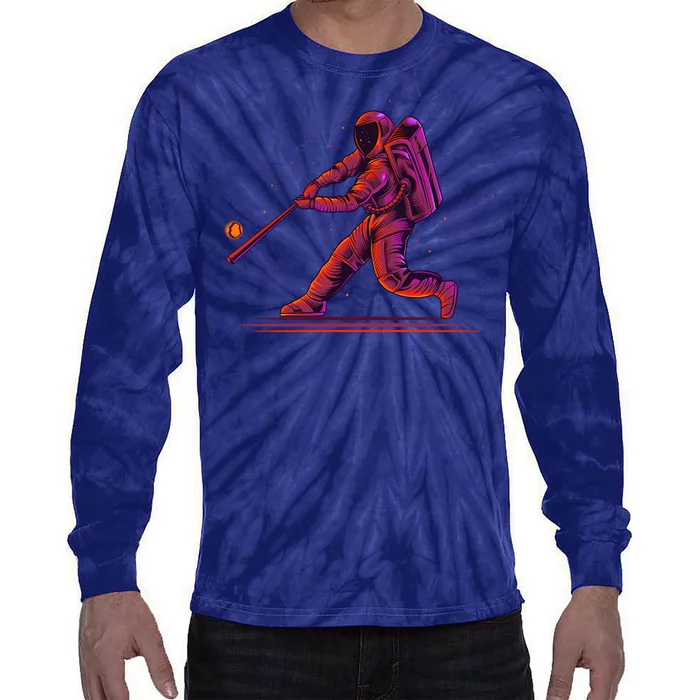 Funny Space Astronaut Baseball Tie-Dye Long Sleeve Shirt