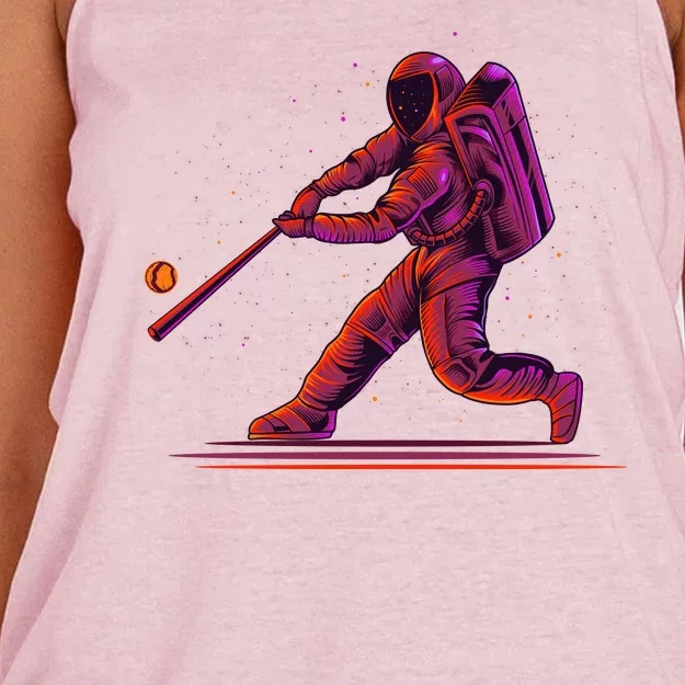 Funny Space Astronaut Baseball Women's Knotted Racerback Tank