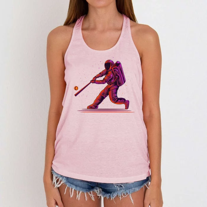 Funny Space Astronaut Baseball Women's Knotted Racerback Tank