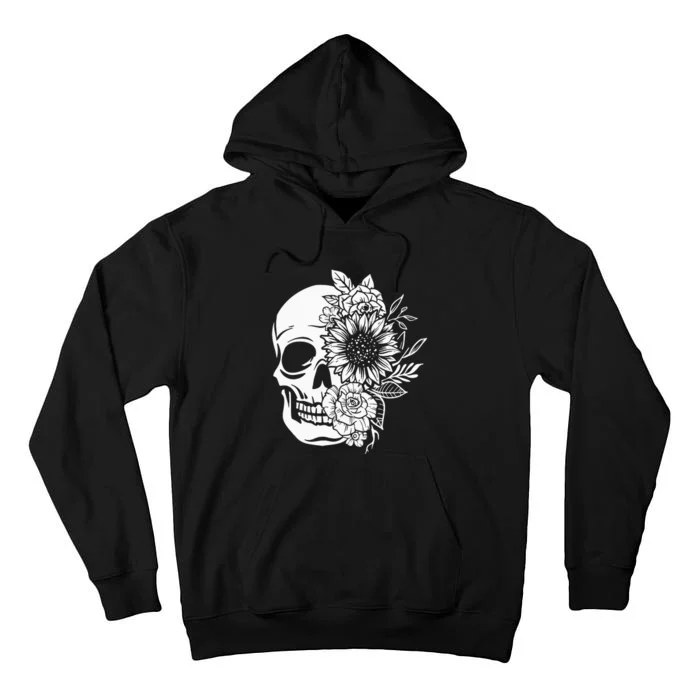 Floral Skull And Rose Magic Skull Tall Hoodie