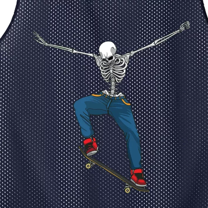 Funny Skateboard Art For Women Skateboarder Skeleton Mesh Reversible Basketball Jersey Tank