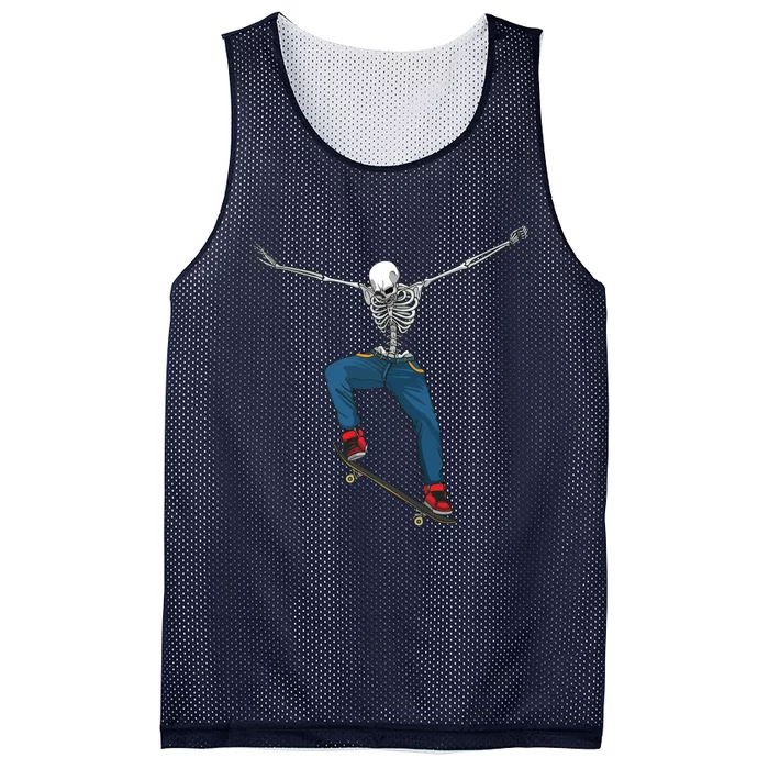 Funny Skateboard Art For Women Skateboarder Skeleton Mesh Reversible Basketball Jersey Tank