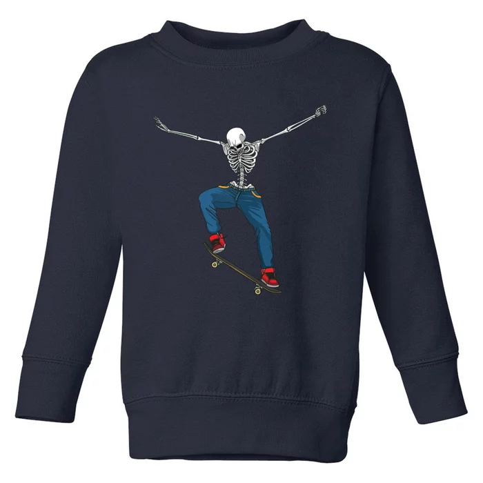 Funny Skateboard Art For Women Skateboarder Skeleton Toddler Sweatshirt